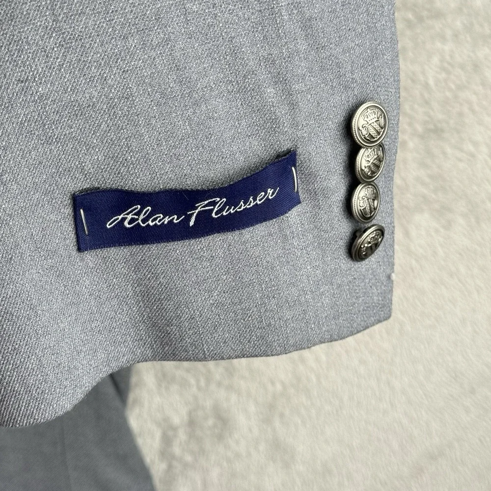 Alan Flusser Blazer Mens 44R Gray Suit Jacket‎ Business Formal Sport Coat NWT